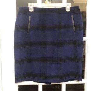 Talbots royal blue and black plaid skirt, 12